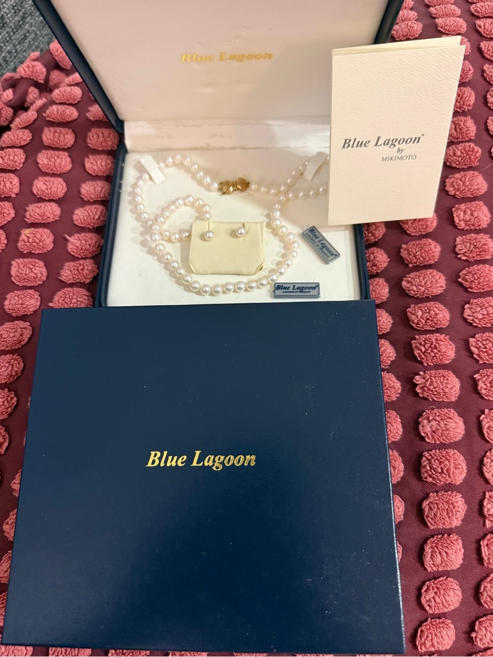 MIKIMOTO BLUE LAGOON PEARL Necklace and Stud Earrings Set 14K 20” WOWSA